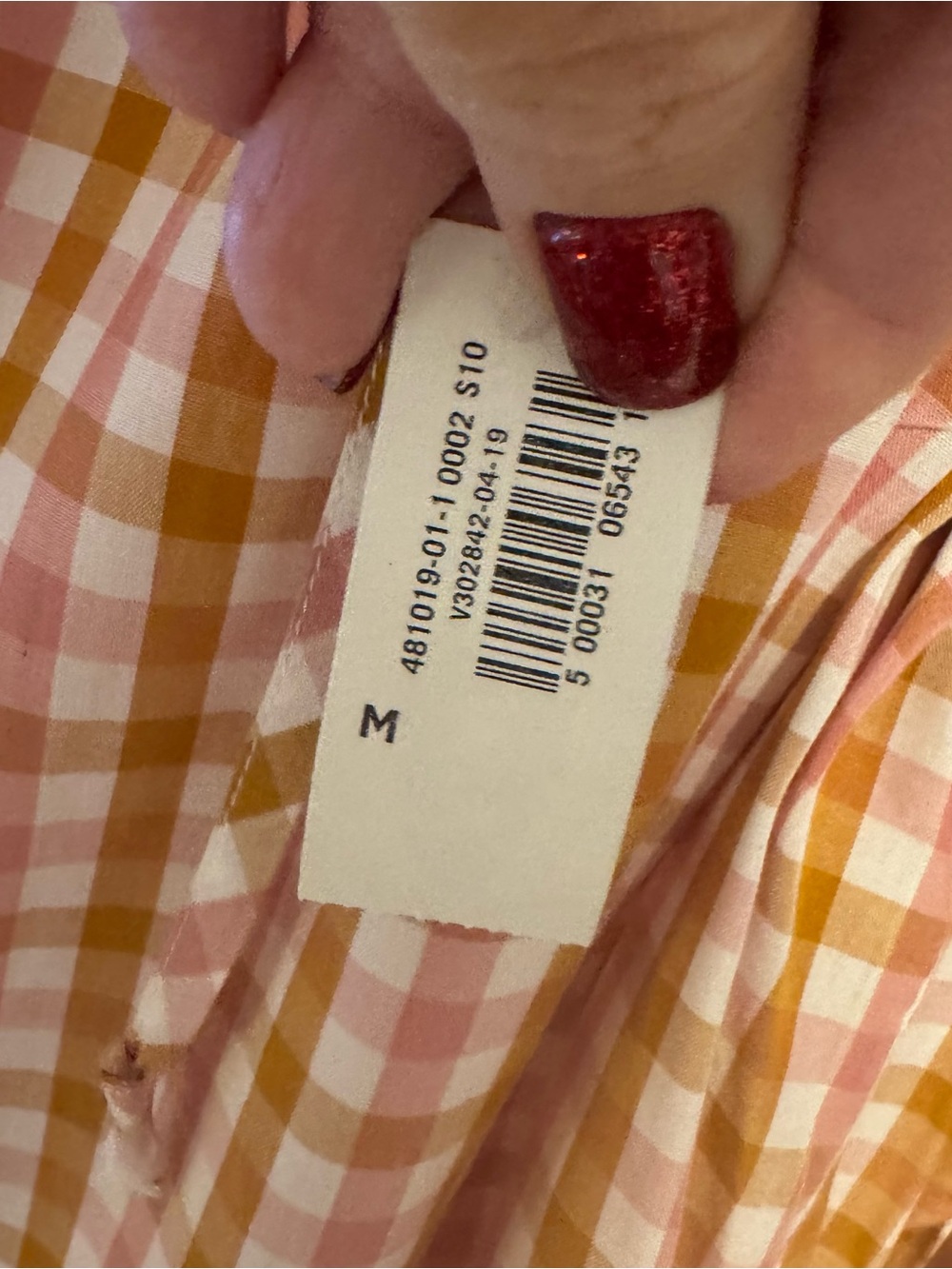 NWT Old Navy Pink/Tan Plaid Tie-Neck Top MEDIUM #G - Picture 11 of 11